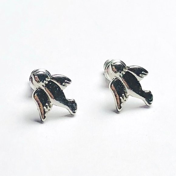 New! Silver Flying Bird Stud Earrings - Picture 1 of 9